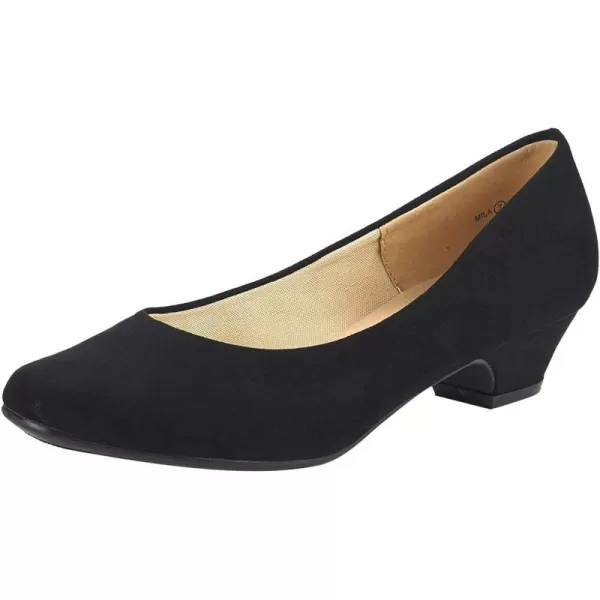 imageDREAM PAIRS Womens Mila Low Chunky Heel Pump ShoesBlack Suede