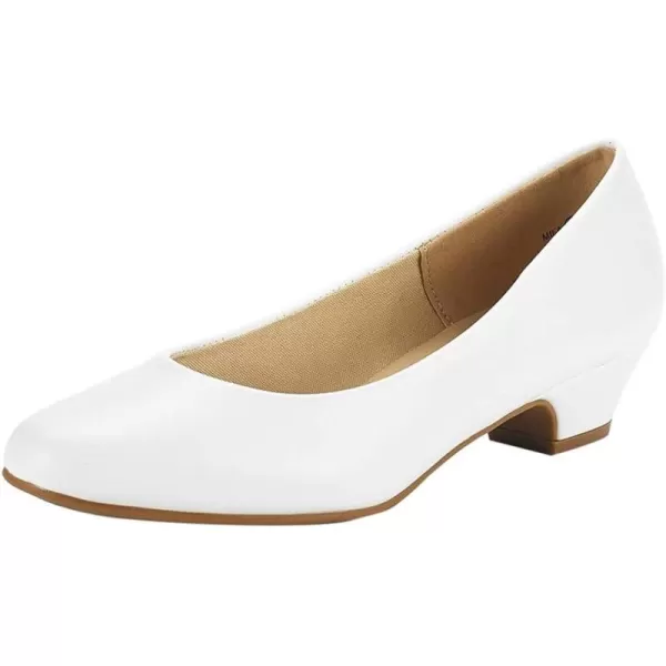 imageDREAM PAIRS Womens Mila Low Chunky Heel Pump ShoesWhite Pu