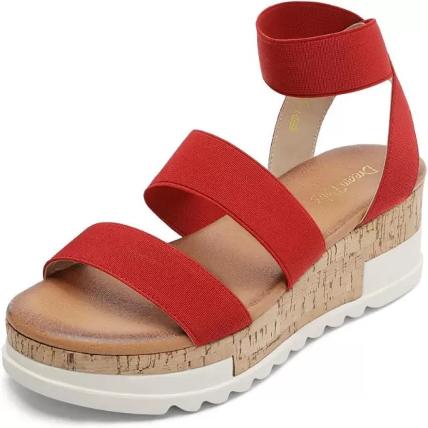 imageDREAM PAIRS Womens Open Toe Ankle Strap Casual Flatform Platform SandalsRed1