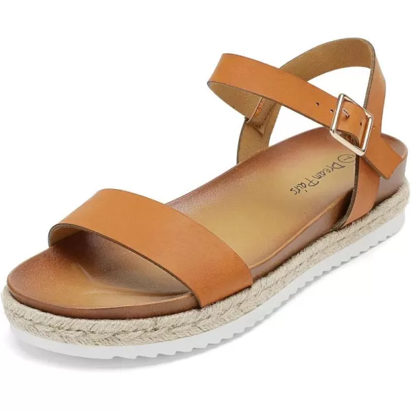 imageDREAM PAIRS Womens Open Toe Ankle Strap Espadrille Casual Flatform Platform Wedge SandalsTanPu