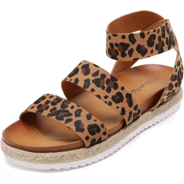 imageDREAM PAIRS Womens Open Toe Ankle Strap Espadrille Flatform Platform Wedge SandalsLeopard