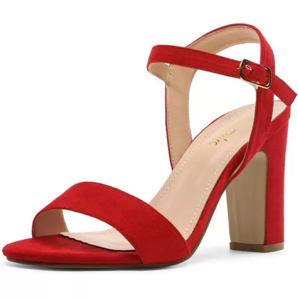 imageDREAM PAIRS Womens Open Toe Ankle Strap High Chunky Heel Sandals1redSuede
