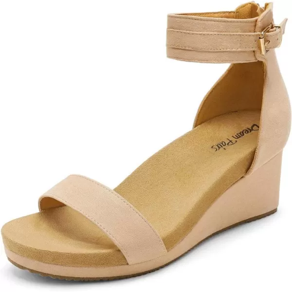 imageDREAM PAIRS Womens Open Toe Buckle Ankle Strap Platform Wedge SandalsNude