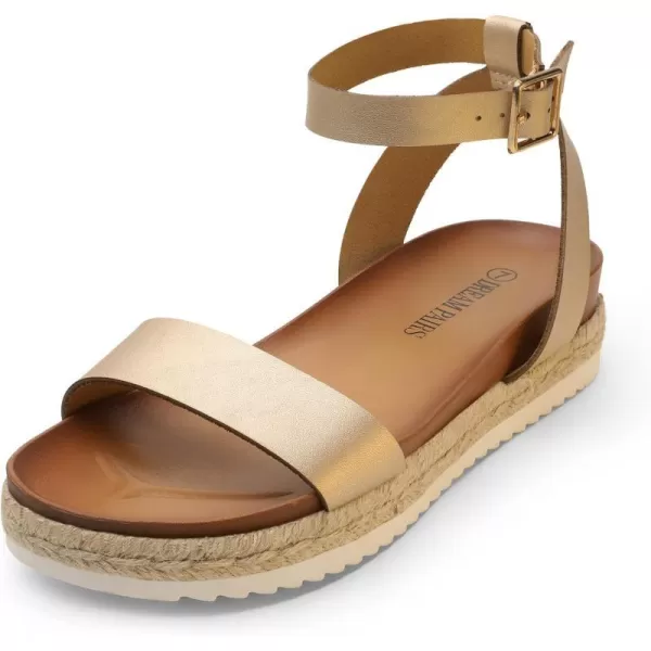 imageDREAM PAIRS Womens Open Toe Espadrille Platform SandalsGoldPu