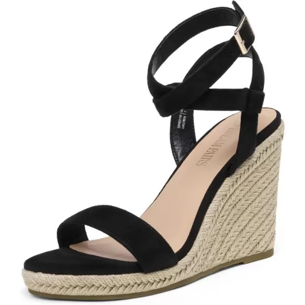 imageDREAM PAIRS Womens Open Toe Espadrilles Dressy Platform Sandals Buckle Ankle Strap Stylish Wedges SandalsBlackSuede