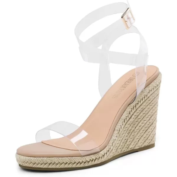 imageDREAM PAIRS Womens Open Toe Espadrilles Dressy Platform Sandals Buckle Ankle Strap Stylish Wedges SandalsClearNudePu