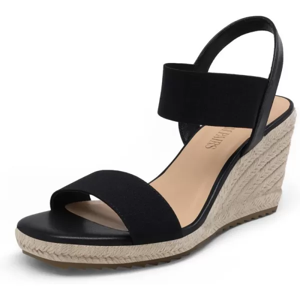 imageDREAM PAIRS Womens Open Toe Espadrilles Dressy Platform Sandals Slip on Elastic Ankle Strap Wedges SandalsBlack