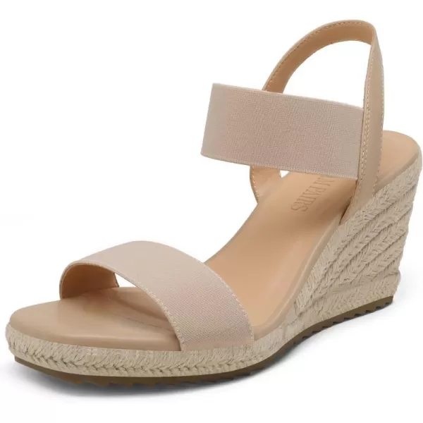 imageDREAM PAIRS Womens Open Toe Espadrilles Dressy Platform Sandals Slip on Elastic Ankle Strap Wedges SandalsNude