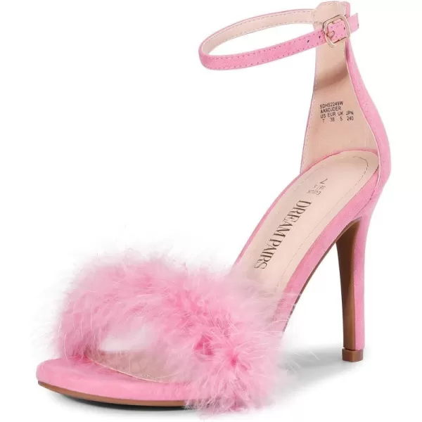 imageDREAM PAIRS Womens Open Toe High Heels Stiletto Heeled Sandals Sexy Dressy ShoesPink Feather