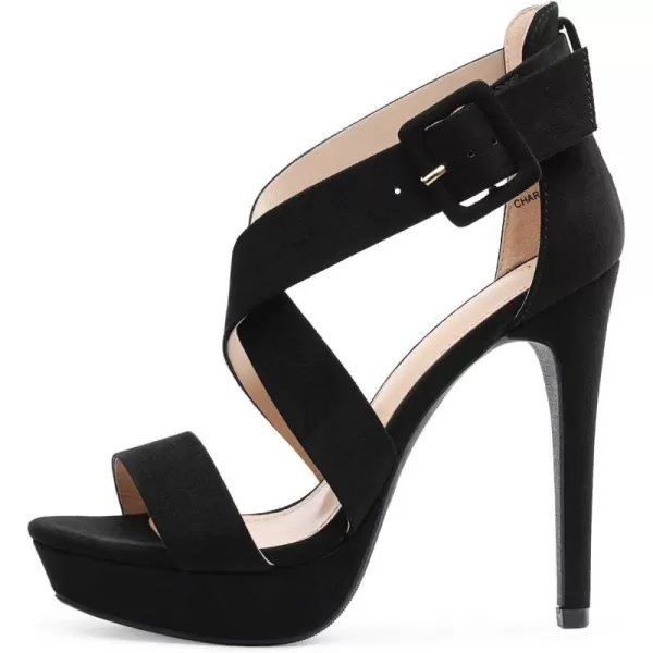 imageDREAM PAIRS Womens Open Toe High Stilettos Platform Party Pump Heel Sandals CharlotteCblackSuede