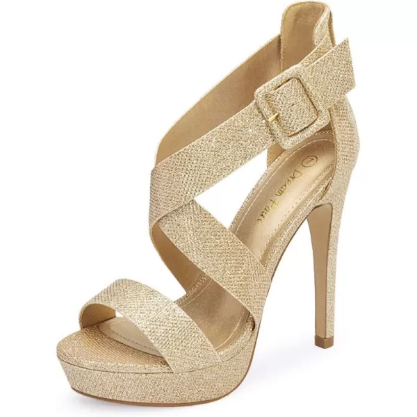 imageDREAM PAIRS Womens Open Toe High Stilettos Platform Party Pump Heel Sandals CharlotteCgoldGlitter