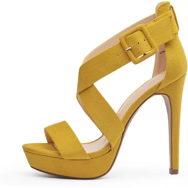 imageDREAM PAIRS Womens Open Toe High Stilettos Platform Party Pump Heel Sandals CharlotteCmustardYellowSuede