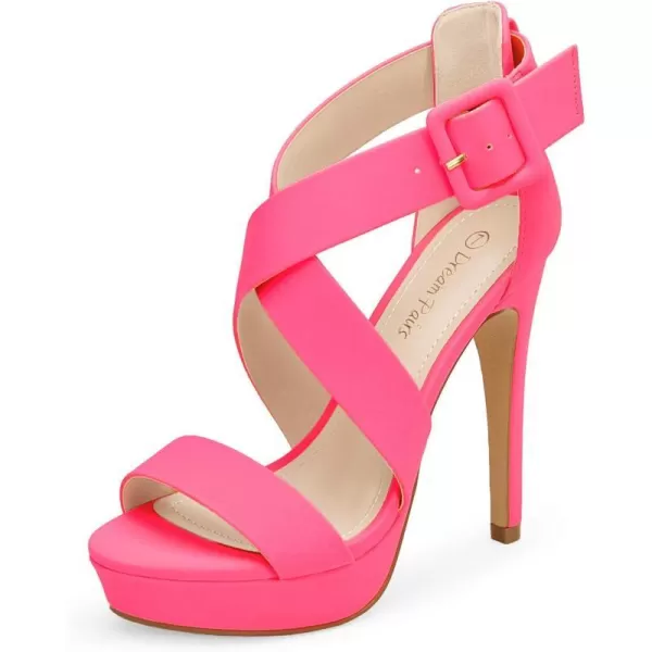 imageDREAM PAIRS Womens Open Toe High Stilettos Platform Party Pump Heel Sandals CharlotteCneonPinkNubuck