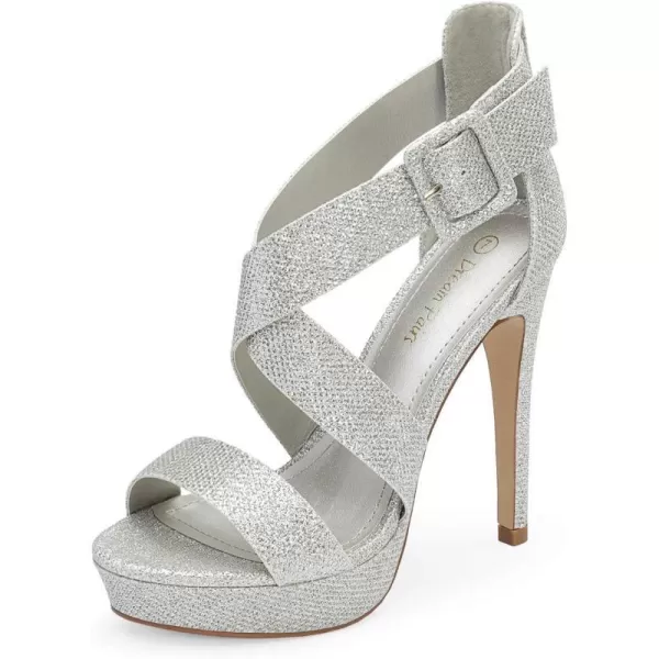 imageDREAM PAIRS Womens Open Toe High Stilettos Platform Party Pump Heel Sandals CharlotteCsilverGlitter