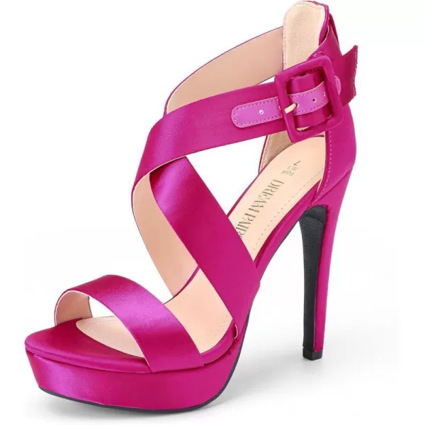 imageDREAM PAIRS Womens Open Toe High Stilettos Platform Party Pump Heel Sandals CharlotteHot Pinksatin
