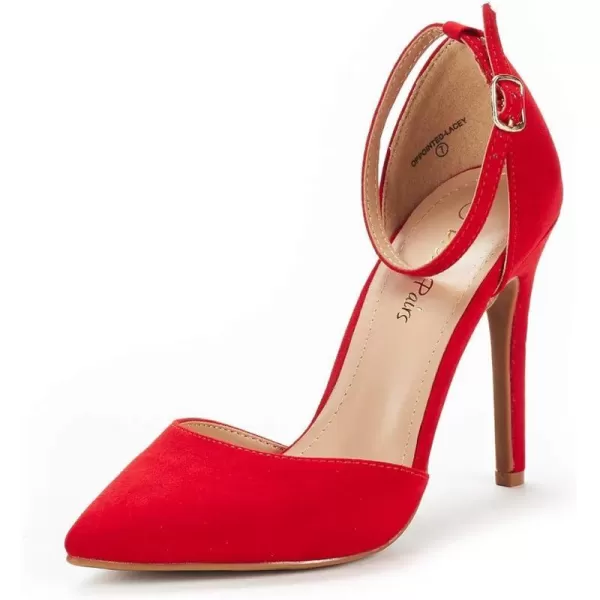 imageDREAM PAIRS Womens OppointedLacey Pump ShoeRed Suede