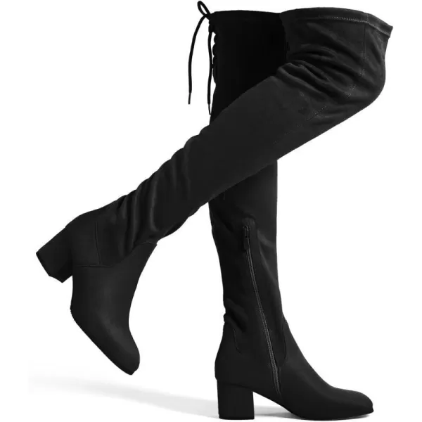 imageDREAM PAIRS Womens Over The Knee Thigh High Chunky Heel Boots Long Stretch Sexy Fall BootsBlack