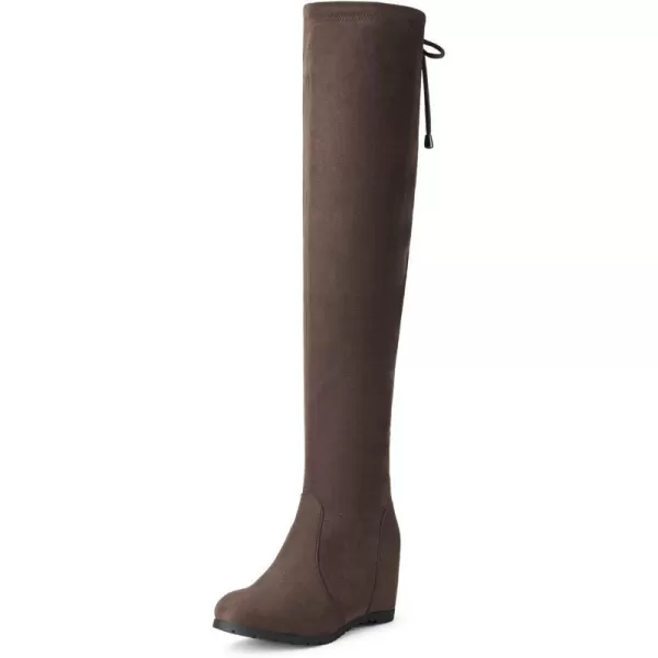 imageDREAM PAIRS Womens Over The Knee Thigh High Wedge Heel BootsBrownleggy
