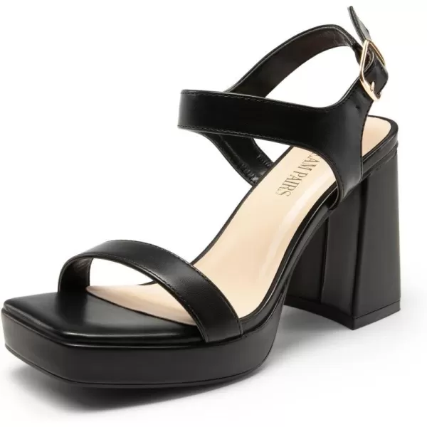 imageDREAM PAIRS Womens Platform Chunky Heels Ankle Strap Block High Heel Square Toe Wedding Party Dress Sandals ShoesBlackpu