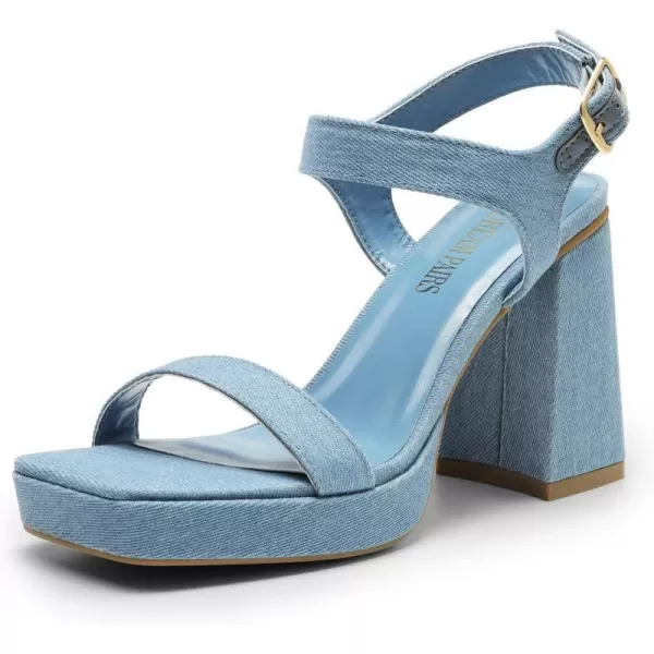 imageDREAM PAIRS Womens Platform Chunky Heels Ankle Strap Block High Heel Square Toe Wedding Party Dress Sandals ShoesDenim Blue