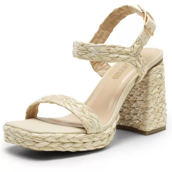 imageDREAM PAIRS Womens Platform Chunky Heels Ankle Strap Block High Heel Square Toe Wedding Party Dress Sandals ShoesNudewoven