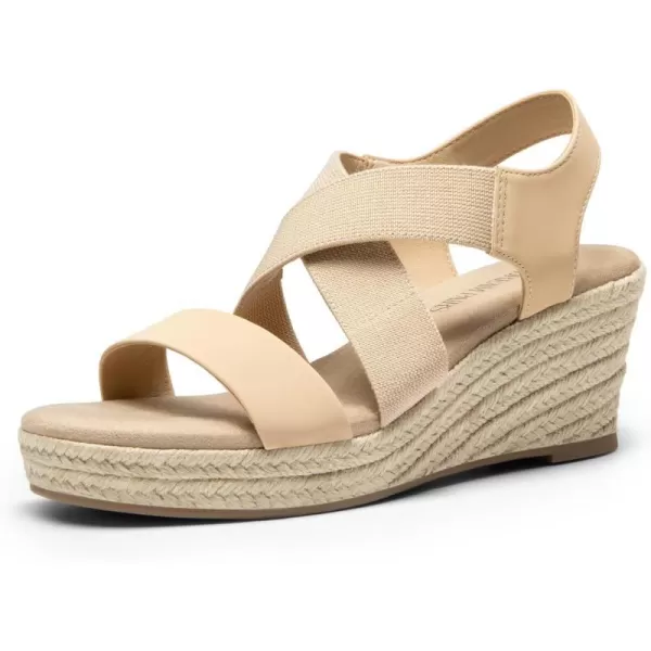 imageDREAM PAIRS Womens Platform Espadrilles Wedge Sandals Slip on Elastic Ankle Strap Sandals for Women Casual Dressy SummerNudenubuck