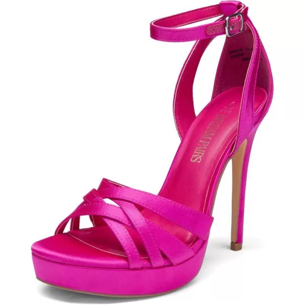 imageDREAM PAIRS Womens Platform Stiletto Heels Open Toe Ankle Strappy High Heels Fashion Wedding Dressy Pump Sandals ShoesHot Pinksatin