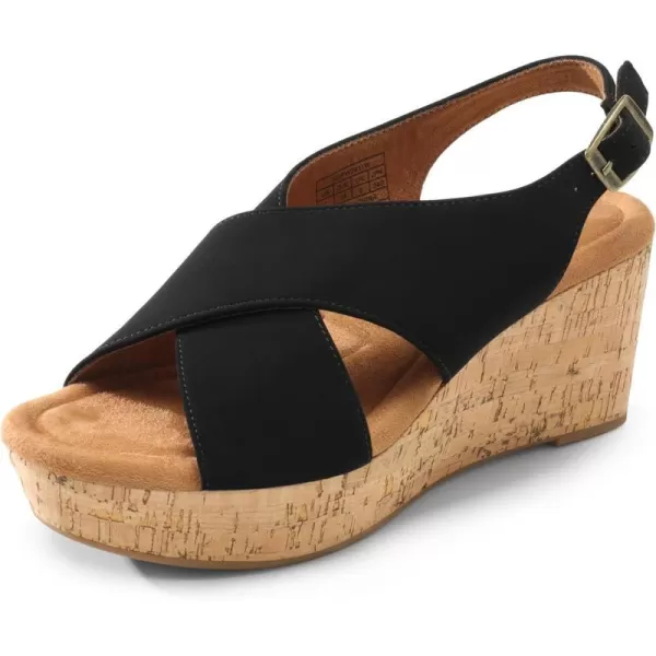 imageDREAM PAIRS Womens Platform Wedge Sandals Comfortable Ankle Strap Sandals for Women Casual Dressy SummerBlacknubuck