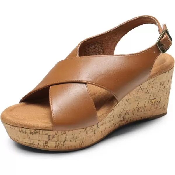 imageDREAM PAIRS Womens Platform Wedge Sandals Comfortable Ankle Strap Sandals for Women Casual Dressy SummerBrownpu