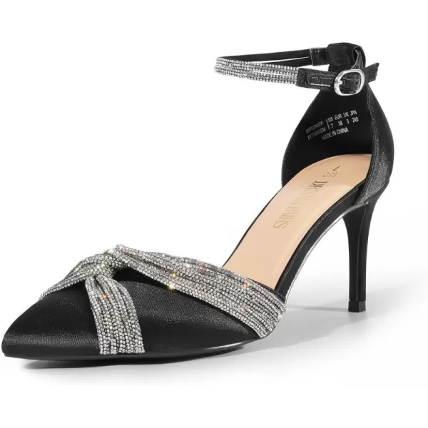 imageDREAM PAIRS Womens Pointed Close Toe High Heels Sexy Sparkly Rhinestone Stiletto Pumps Wedding Bridal Party Dress ShoesBlacksatin