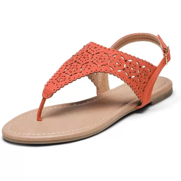 imageDREAM PAIRS Womens Rhinestone Casual Wear Cute Gladiator Flat Sandals Beach Dressy TStrap Thong SandalsOrange
