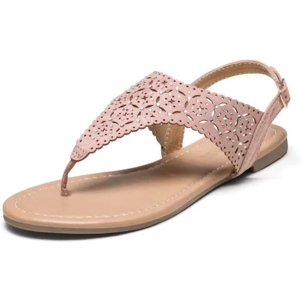 imageDREAM PAIRS Womens Rhinestone Casual Wear Cute Gladiator Flat Sandals Beach Dressy TStrap Thong SandalsPink