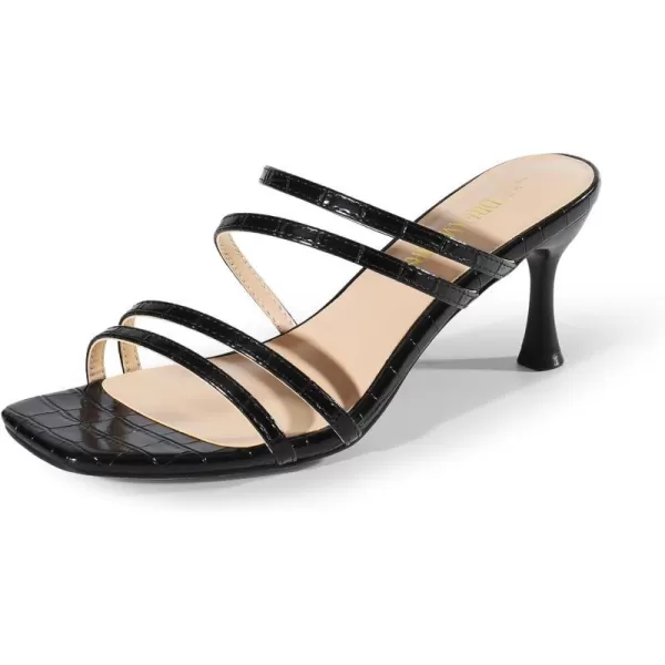 imageDREAM PAIRS Womens Rhinestone Strappy Heels Square Open Toe Slip On Low Slide Heeled Sandals for Daily Party Wedding Dress ShoesBlack