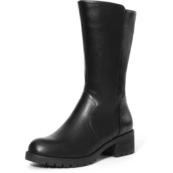 imageDREAM PAIRS Womens Riding Combat Motorcycle Mid Calf Winter BootsTrulyblack