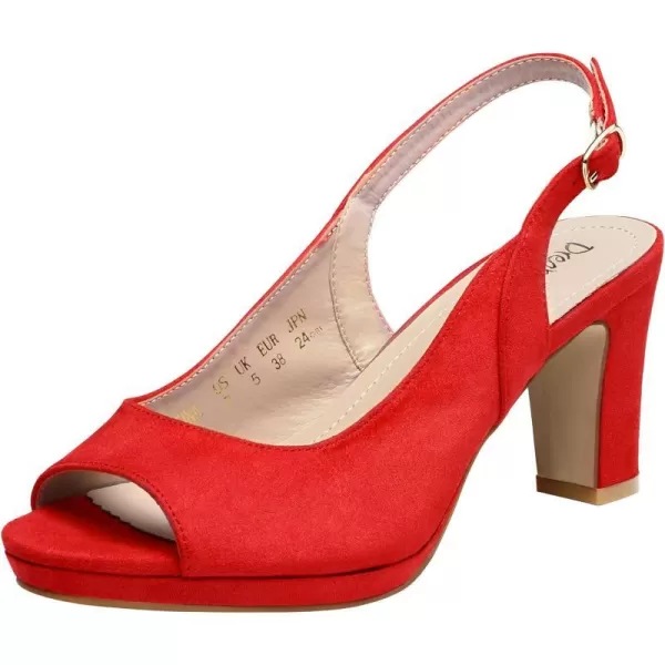 imageDREAM PAIRS Womens Sexy High Chunky Heels Peep Toe Platform Block Slingback Dress Pumps ShoesRedSuede