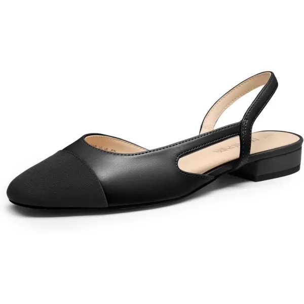 imageDREAM PAIRS Womens Slingback Flats Square Toe Flats for Women Dressy Casual Work Office Party Low Heel Dress Shoes for WomenBlack