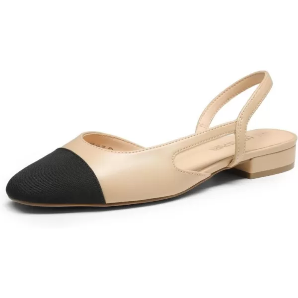 imageDREAM PAIRS Womens Slingback Flats Square Toe Flats for Women Dressy Casual Work Office Party Low Heel Dress Shoes for WomenNude
