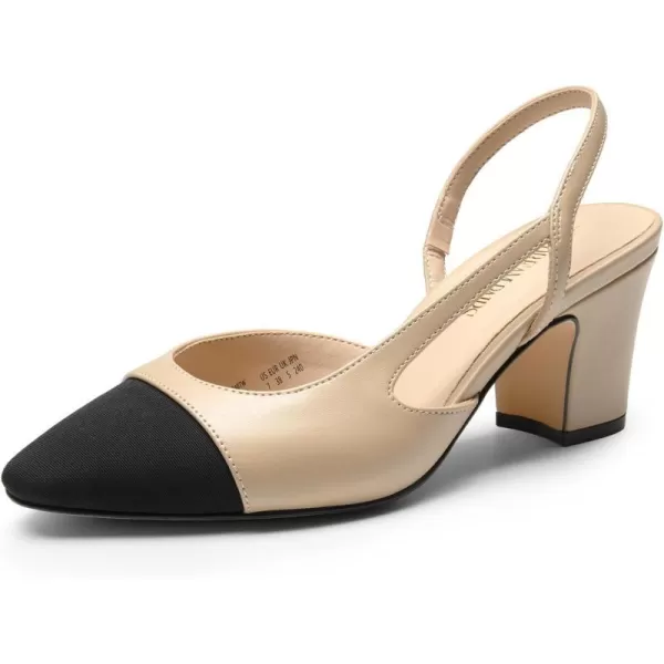 imageDREAM PAIRS Womens Slingback Heels Low Chunky Heel Closed Almond Toe Dress Pumps Shoes for Wedding Office BusinessNude