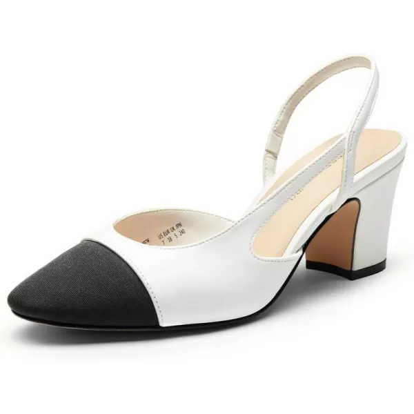 imageDREAM PAIRS Womens Slingback Heels Low Chunky Heel Closed Almond Toe Dress Pumps Shoes for Wedding Office BusinessWhite