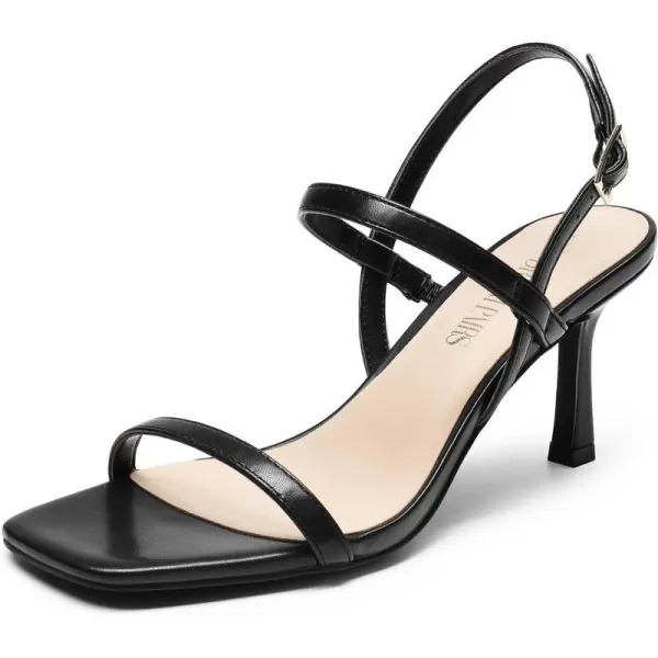 imageDREAM PAIRS Womens Slingback Heels Square Open Toe Strappy Sandals Ankle Strap High Heeled Dressy ShoesBlack