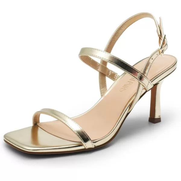 imageDREAM PAIRS Womens Slingback Heels Square Open Toe Strappy Sandals Ankle Strap High Heeled Dressy ShoesGold