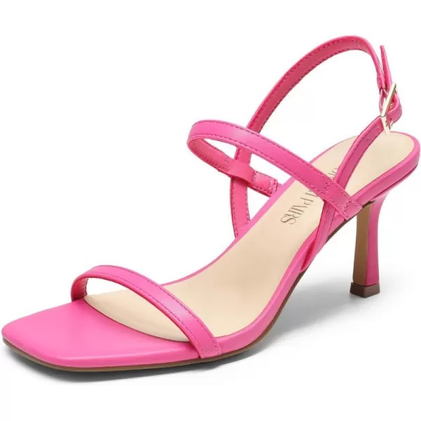 imageDREAM PAIRS Womens Slingback Heels Square Open Toe Strappy Sandals Ankle Strap High Heeled Dressy ShoesHot Pink