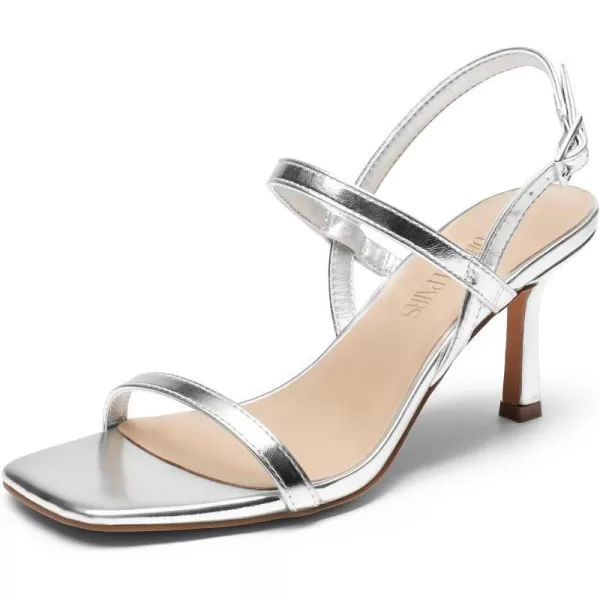 imageDREAM PAIRS Womens Slingback Heels Square Open Toe Strappy Sandals Ankle Strap High Heeled Dressy ShoesSilver