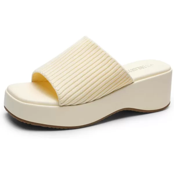 imageDREAM PAIRS Womens Slip on Wedges Platform Soft Cute Walking Comfort Flatform SandalsWhite