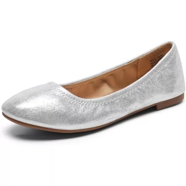 imageDREAM PAIRS Womens SoleHappy Ballerina Walking Flats ShoesSilver