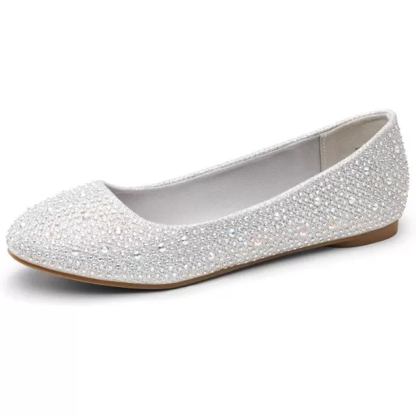 imageDREAM PAIRS Womens SoleShine Rhinestone Ballet Flats ShoesSilver