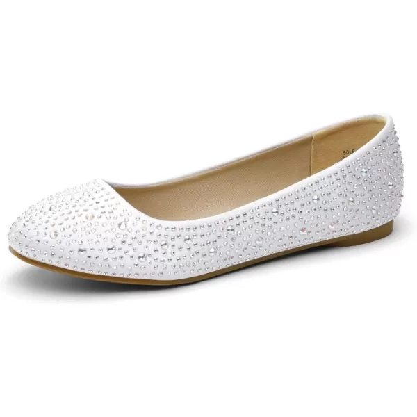 imageDREAM PAIRS Womens SoleShine Rhinestone Ballet Flats ShoesWhite