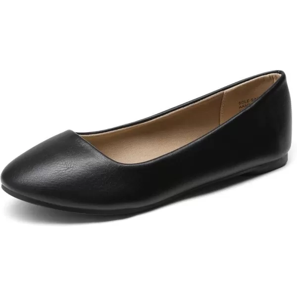 imageDREAM PAIRS Womens SoleSimple Ballerina Walking Flats ShoesBlackPu