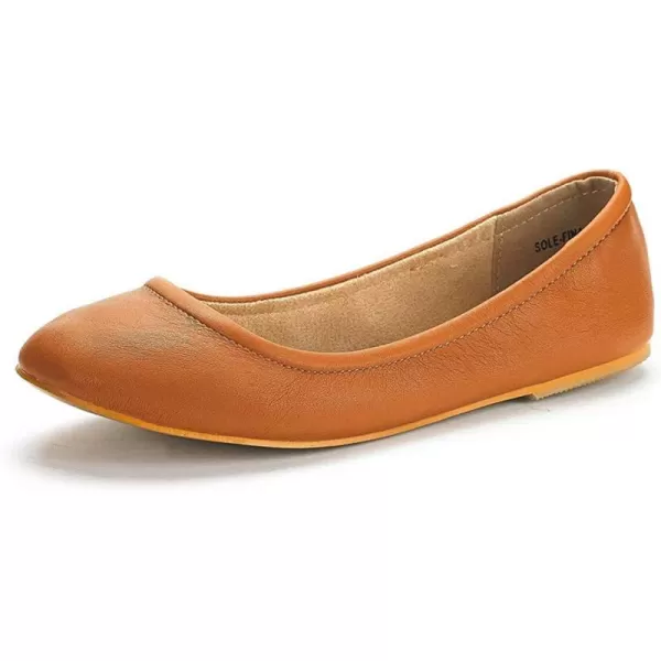 imageDREAM PAIRS Womens Solefina Solid Plain Walking Classic Ballet Flats ShoesTan