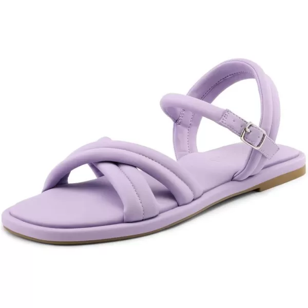 imageDREAM PAIRS Womens Square Toe Flat Sandals Quilted Crossover Strappy Comfort Cute Beach for SummerPurple